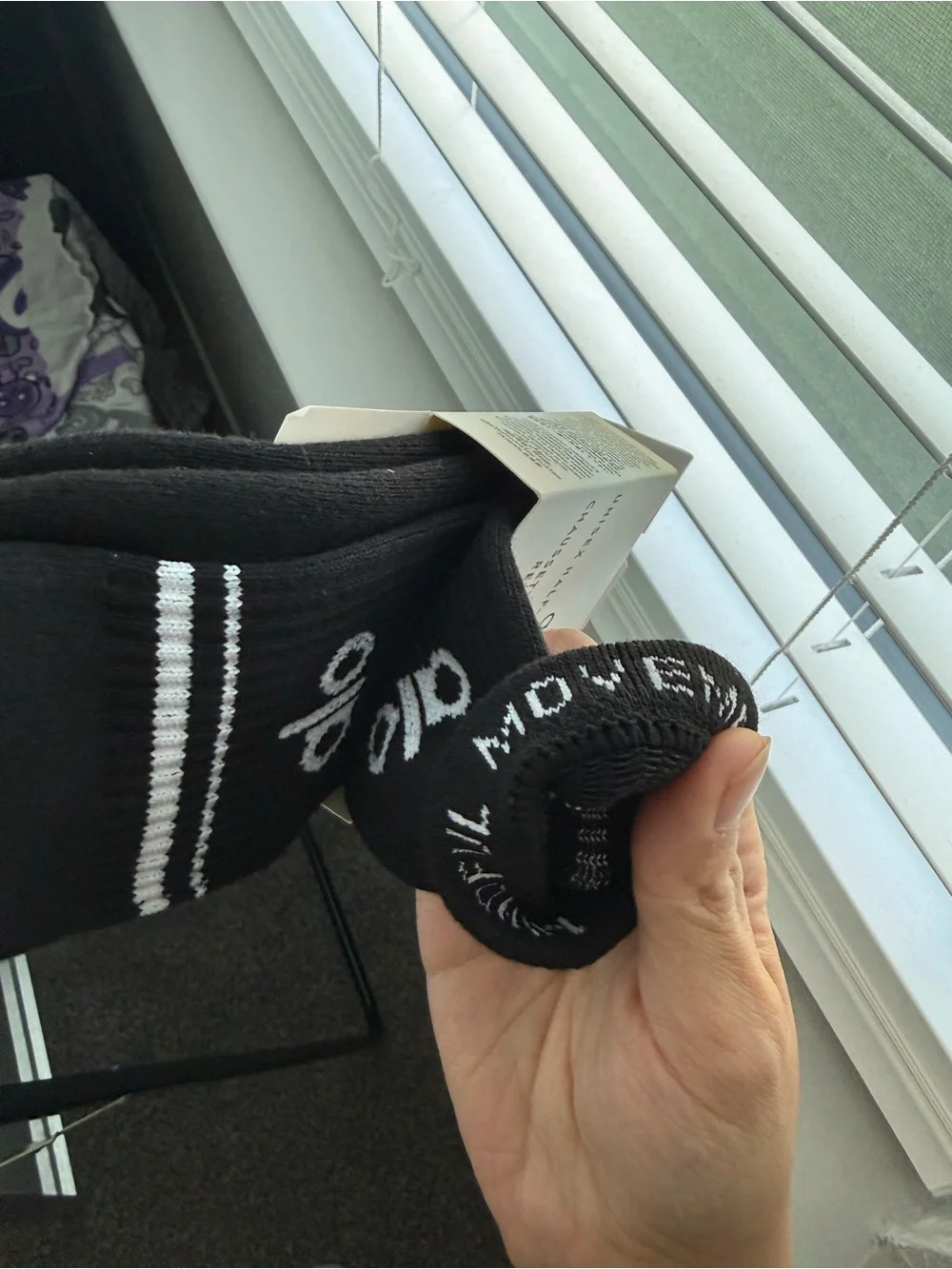 ALO Yoga Black Half-Crew Socks with White Logo & Stripes